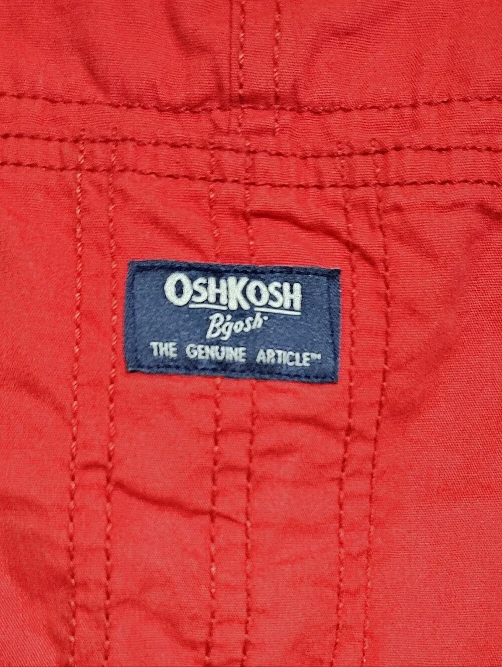 OSHKOSH B'GOSH TODDLER RED NAVY STRIPE STRAP SHORTALLS OVERALLS UNISEX 5T